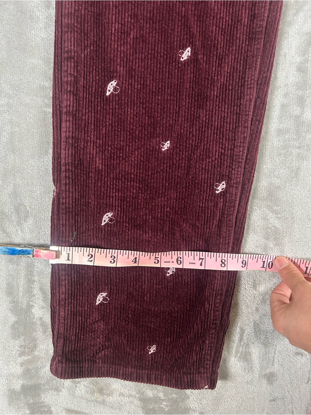 Forever 21 Embroidered Mushroom Corduroy Pants in Deep Burgundy - Picture 9 of 11